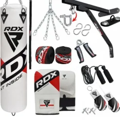 RDX F10 14PC 4ft/5ft Punch Bag with Bag Mitts Home Gym Set