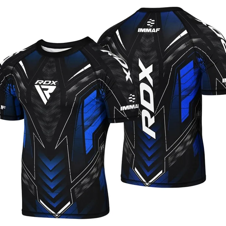 RDX IMMAF Approved Half Sleeves Compression Shirt Blue