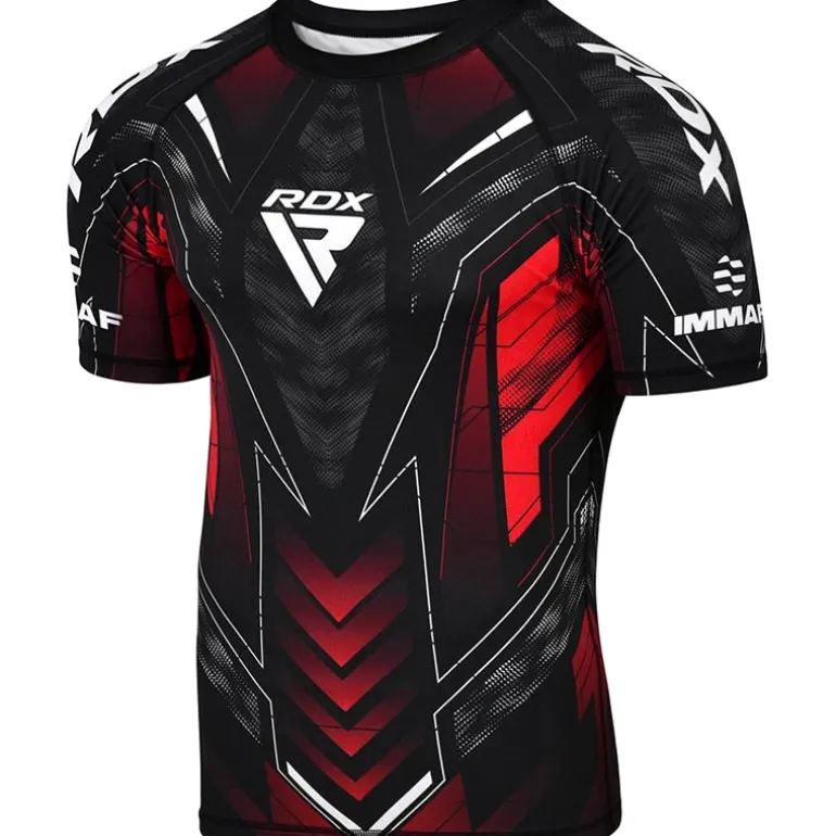RDX IMMAF Approved Half Sleeves Compression Shirt Red