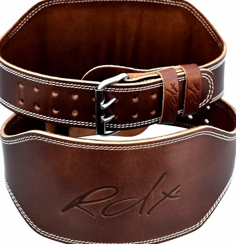 RDX 6 Inch Leather Brown Weightlifting Belt