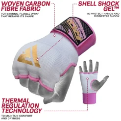 RDX IS Women Gel Padded Wrist Strap Inner Gloves Pink / White OEKO-TEX®Standard 100 certified