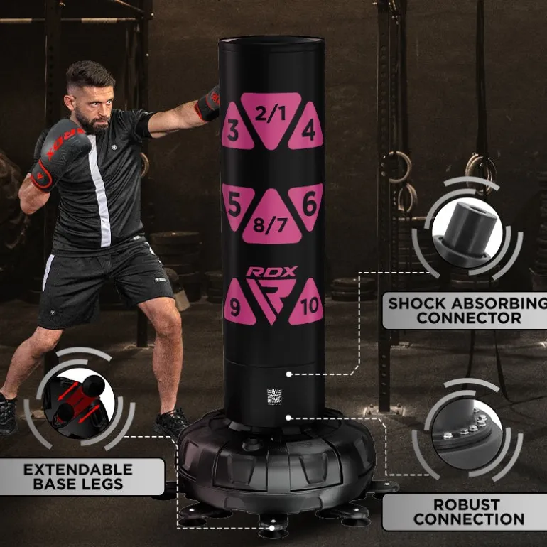 RDX KT Ronin 6ft Free Standing Target Punch Bags With Mitts Set