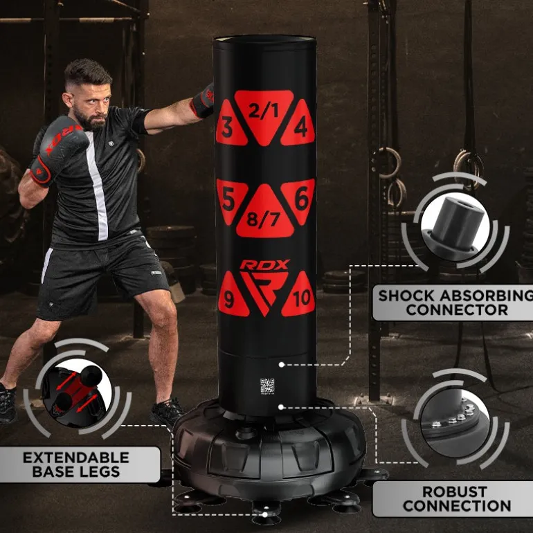 RDX KT Ronin 6ft Free Standing Target Punch Bags With Mitts Set