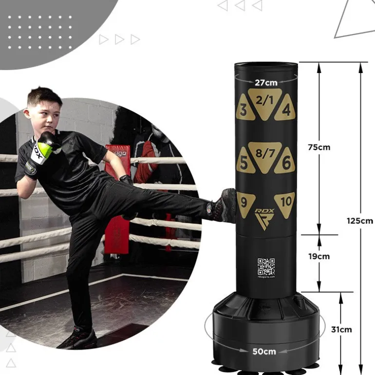 RDX Kt Ronin 4ft Kids Free Standing Punch Bag With Gloves For Training & Workout Set