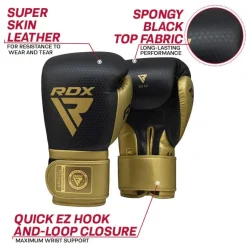 RDX L2 Mark Pro Sparring Boxing Gloves Hook and loop Black / Golden