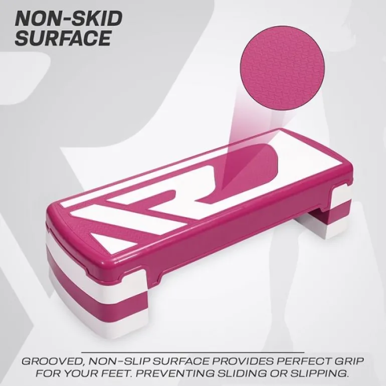RDX 1P 20cm Aerobic Step Platform with 3 Level Risers 5cm Height Each