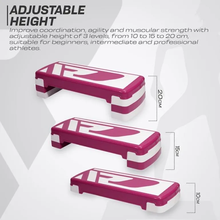 RDX 1P 20cm Aerobic Step Platform with 3 Level Risers 5cm Height Each