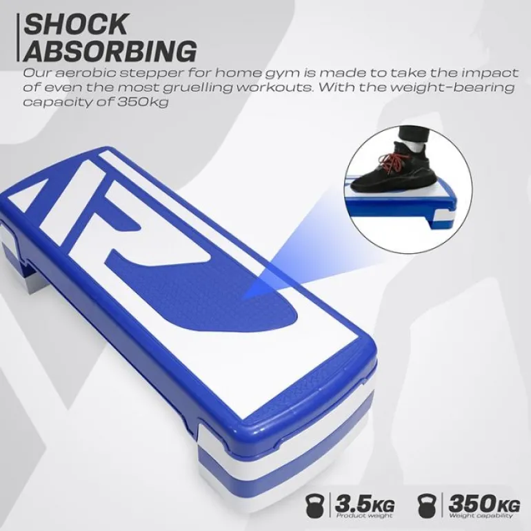 RDX 1P 20cm Aerobic Step Platform with 3 Level Risers 5cm Height Each