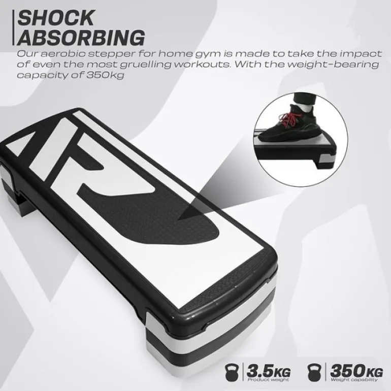 RDX 1P 20cm Aerobic Step Platform with 3 Level Risers 5cm Height Each