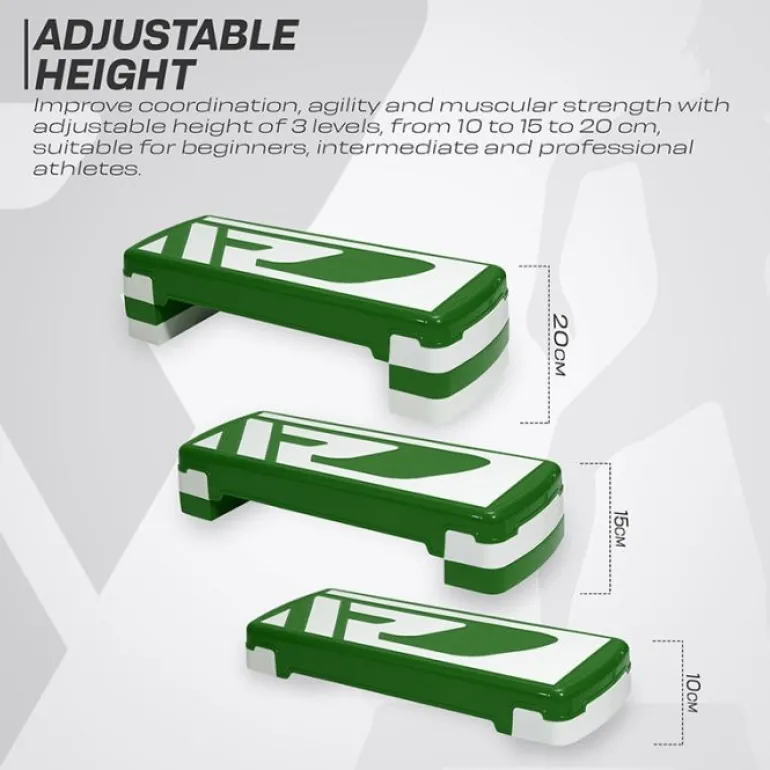 RDX 1P 20cm Aerobic Step Platform with 3 Level Risers 5cm Height Each