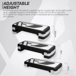 RDX 1P 20cm Aerobic Step Platform with 3 Level Risers 5cm Height Each