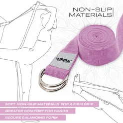 RDX P8 Non-Slip Cotton Yoga Strap with Rust Proof Steel D-Ring Buckle