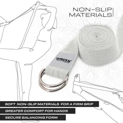 RDX P8 Non-Slip Cotton Yoga Strap with Rust Proof Steel D-Ring Buckle
