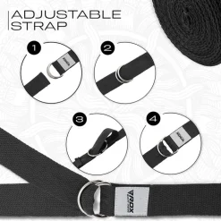 RDX P8 Non-Slip Cotton Yoga Strap with Rust Proof Steel D-Ring Buckle