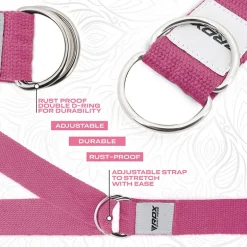 RDX P8 Non-Slip Cotton Yoga Strap with Rust Proof Steel D-Ring Buckle