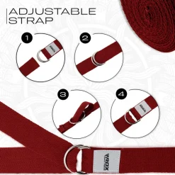 RDX P8 Non-Slip Cotton Yoga Strap with Rust Proof Steel D-Ring Buckle