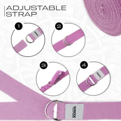 RDX P8 Non-Slip Cotton Yoga Strap with Rust Proof Steel D-Ring Buckle