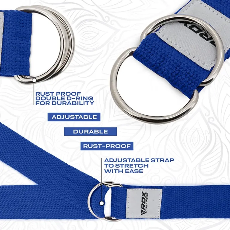 RDX P8 Non-Slip Cotton Yoga Strap with Rust Proof Steel D-Ring Buckle
