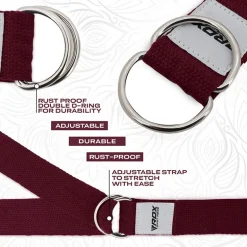 RDX P8 Non-Slip Cotton Yoga Strap with Rust Proof Steel D-Ring Buckle