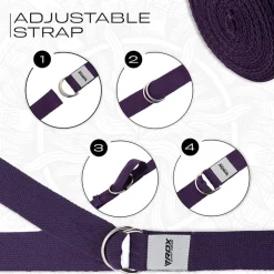 RDX P8 Non-Slip Cotton Yoga Strap with Rust Proof Steel D-Ring Buckle