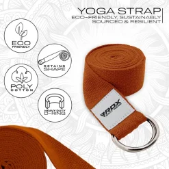 RDX P8 Non-Slip Cotton Yoga Strap with Rust Proof Steel D-Ring Buckle