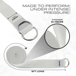 RDX P8 Non-Slip Cotton Yoga Strap with Rust Proof Steel D-Ring Buckle