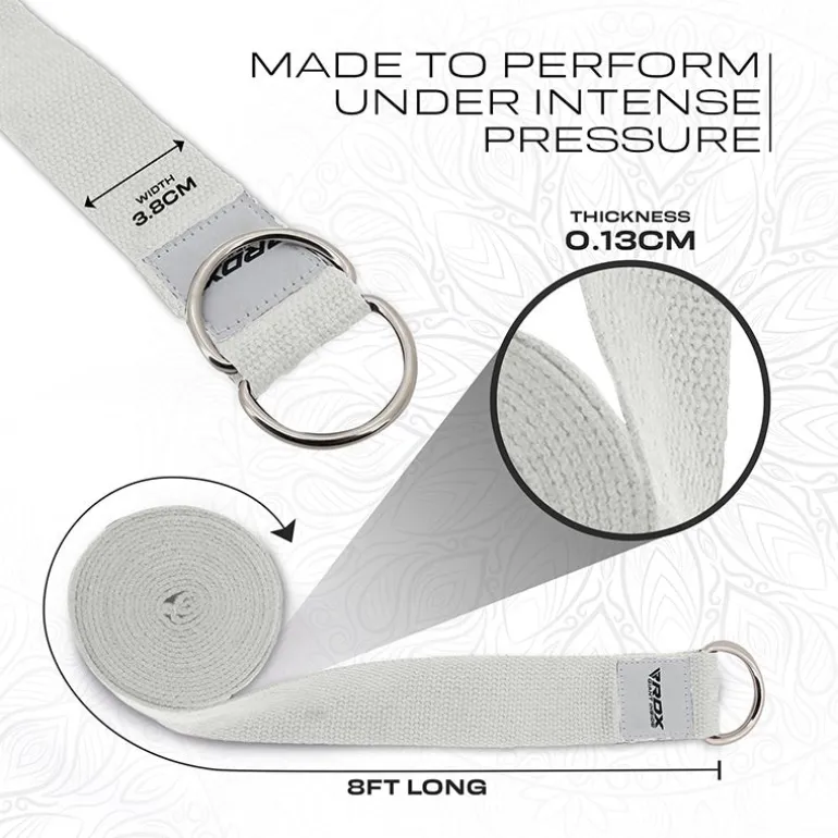 RDX P8 Non-Slip Cotton Yoga Strap with Rust Proof Steel D-Ring Buckle