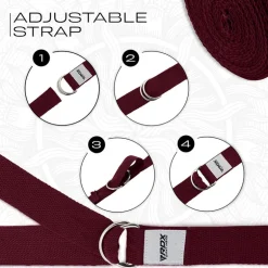 RDX P8 Non-Slip Cotton Yoga Strap with Rust Proof Steel D-Ring Buckle