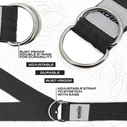 RDX P8 Non-Slip Cotton Yoga Strap with Rust Proof Steel D-Ring Buckle