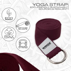 RDX P8 Non-Slip Cotton Yoga Strap with Rust Proof Steel D-Ring Buckle