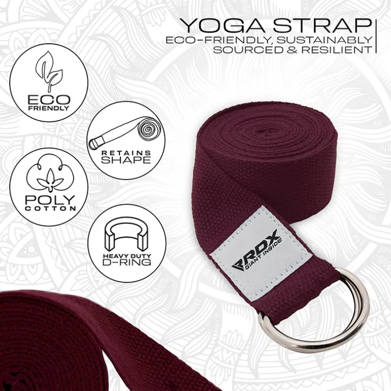 RDX P8 Non-Slip Cotton Yoga Strap with Rust Proof Steel D-Ring Buckle