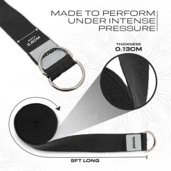 RDX P8 Non-Slip Cotton Yoga Strap with Rust Proof Steel D-Ring Buckle