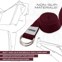 RDX P8 Non-Slip Cotton Yoga Strap with Rust Proof Steel D-Ring Buckle