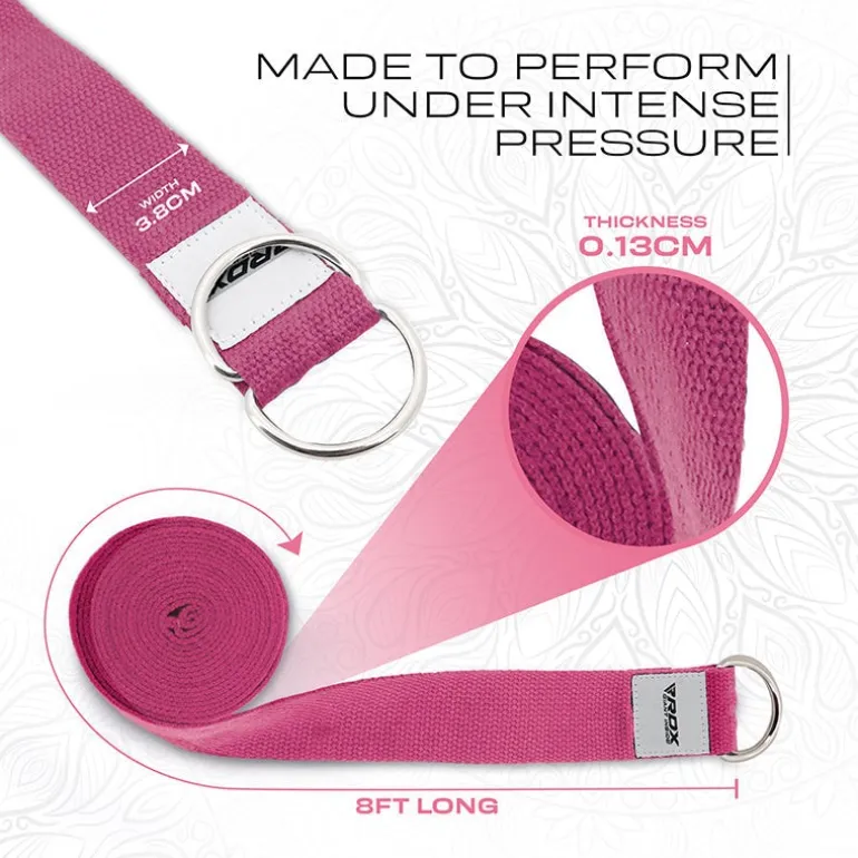 RDX P8 Non-Slip Cotton Yoga Strap with Rust Proof Steel D-Ring Buckle
