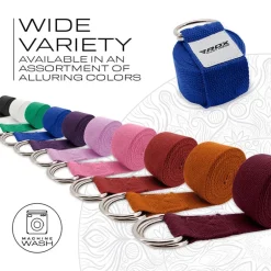 RDX P8 Non-Slip Cotton Yoga Strap with Rust Proof Steel D-Ring Buckle