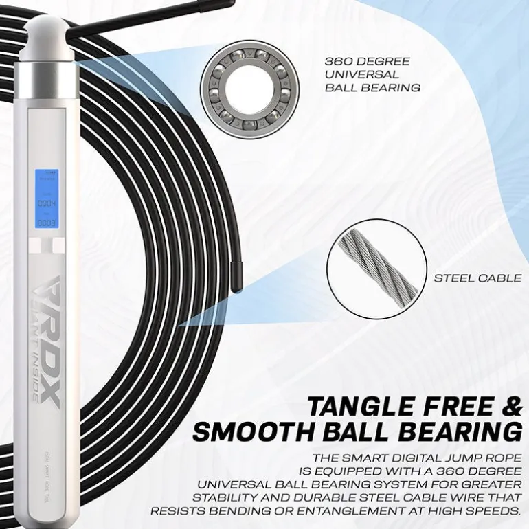 RDX 75P Rechargeable 10.3ft Smart Digital Counter Skipping Rope with USB & App