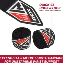 RDX RB 4.5m Elasticated Hand Wraps Bandage for Boxing, MMA; Muay Thai