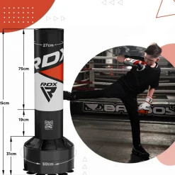 RDX R8 4ft Kids Free Standing Punch Bag Red With Gloves For Training & Workout Set