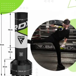 RDX R8 4ft Kids Free Standing Punch Bag Green With Gloves For Training & Workout Set
