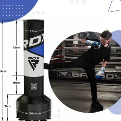 RDX R8 4ft Kids Free Standing Punch Bag Blue With Gloves For Training & Workout Set