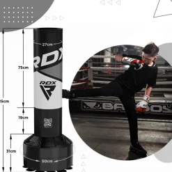 RDX R8 4ft Kids Free Standing Punch Bag Grey With Gloves For Training & Workout Set