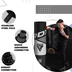RDX R8 4ft Kids Free Standing Punch Bag Grey With Gloves For Training & Workout Set