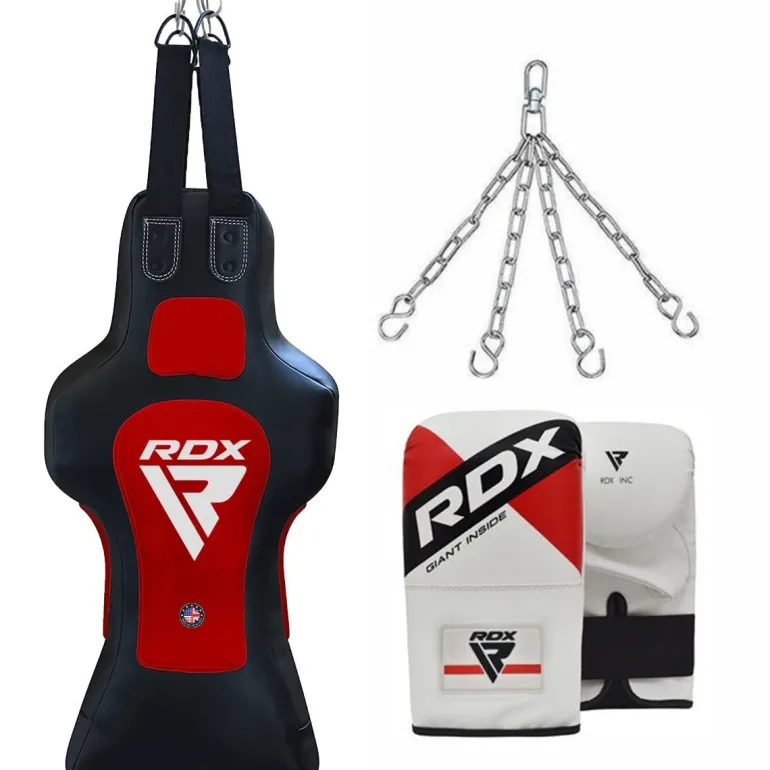 RDX TDR 3-in-1 Hanging Filled Face Punch Bag with Mitts Set