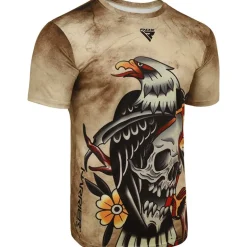 RDX T14 Harrier Tattoo Brown Short Sleeves Sweat-Wicking Workout Gym T-Shirt