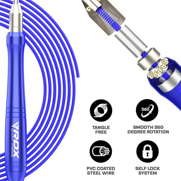RDX W2 Adjustable 10.3ft Skipping Rope with Non-Slip Aluminum Handles