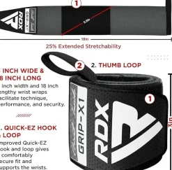 RDX W3 IPL USPA Approved Powerlifting Wrist Support Wraps with Thumb Loops OEKO-TEXStandard 100 certified