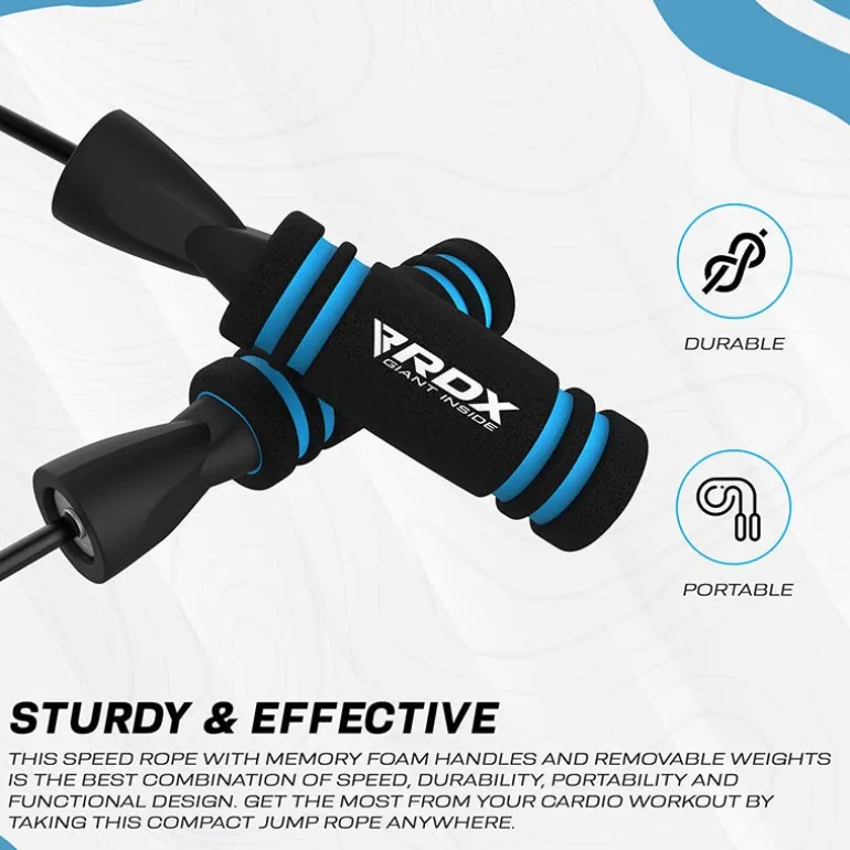 RDX X2 Adjustable 10.3ft Non-Slip Memory Foam Soft Handles Skipping Rope