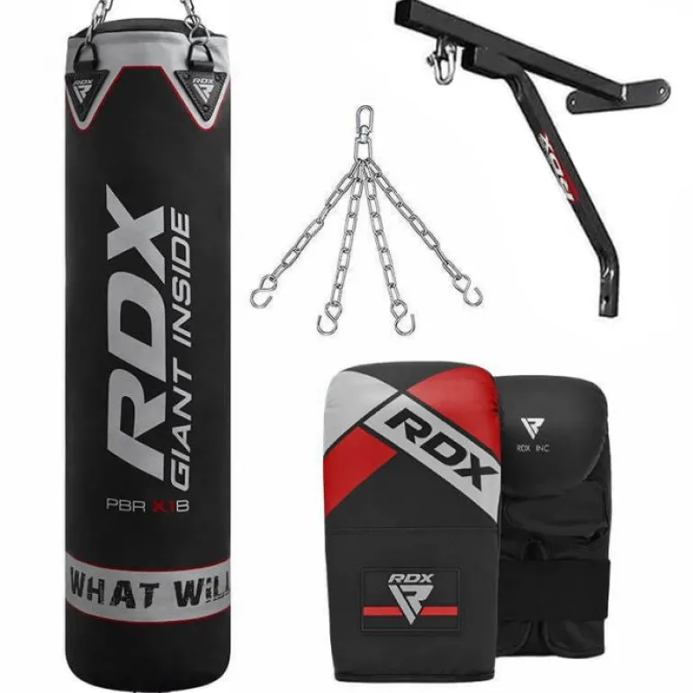 RDX X1 4ft / 5ft 4-in-1 Punch Bag with bag gloves & wall Bracket Set