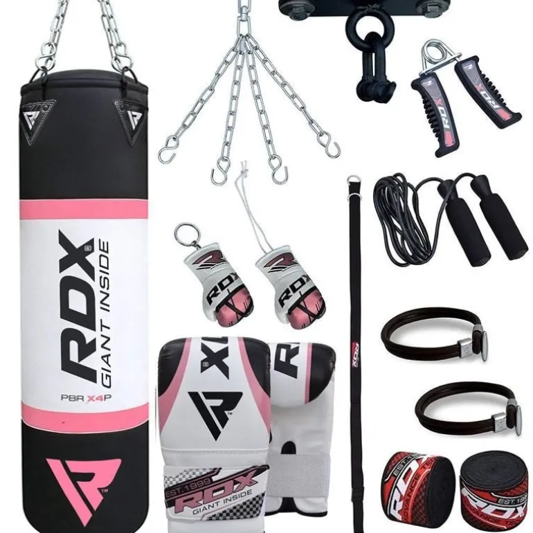 RDX X4 4ft 13-in-1 Heavy Boxing Punch Bag & Mitts Set