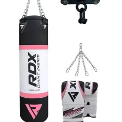 RDX X4 4ft 4-in-1 Punch Bag with Gloves & Ceiling Hook Set